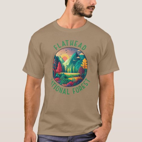 Flathead National Forest Montana Distressed Circle T_Shirt