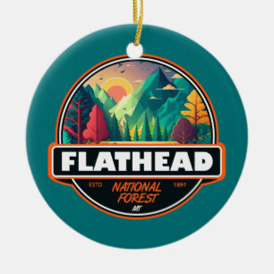 Flathead National Forest Montana Emblem Ceramic Ornament