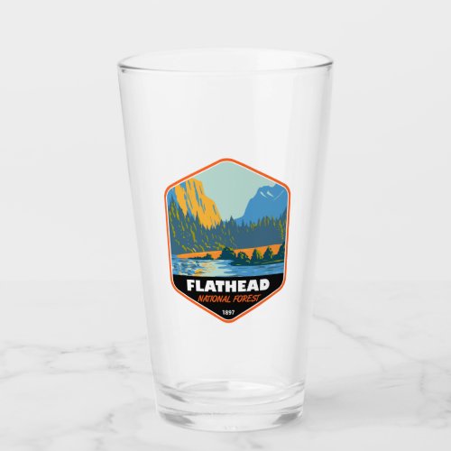 Flathead National Forest Montana Vintage Emblem Glass