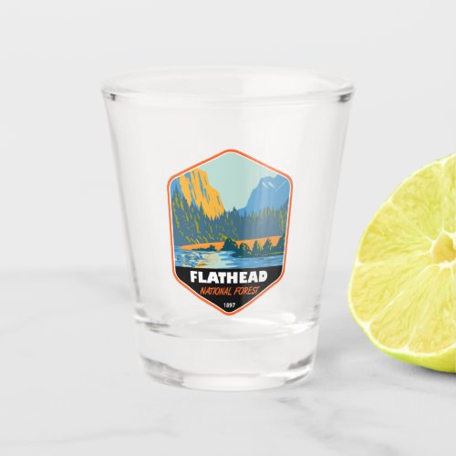 Flathead National Forest Montana Vintage Emblem Shot Glass