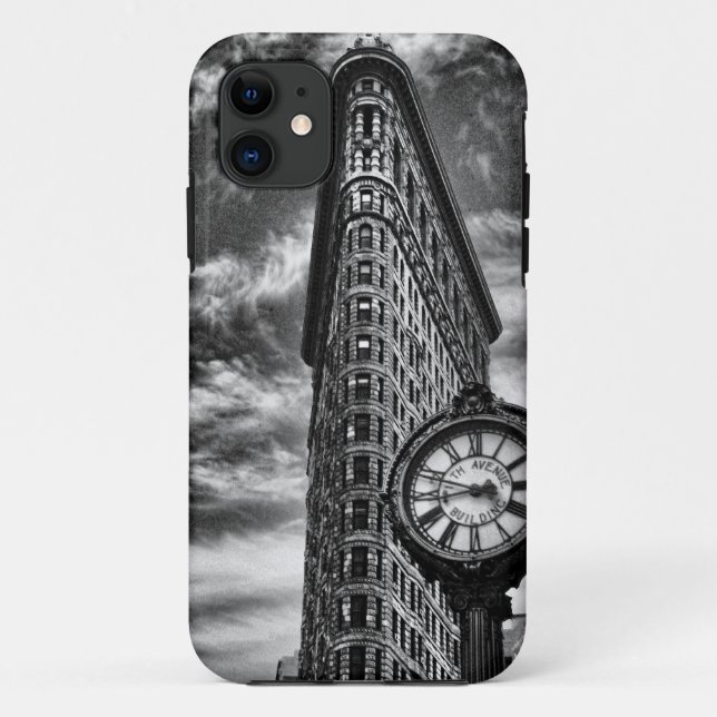 Flatiron Building and Clock in Black and White 1C2 Case-Mate iPhone Case (Back)