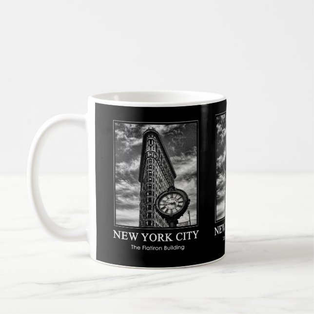 Flatiron Building and Clock in Black and White 1C Coffee Mug (Left)