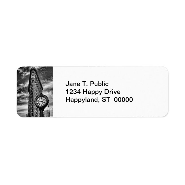 Flatiron Building and Clock in Black and White Label (Front)