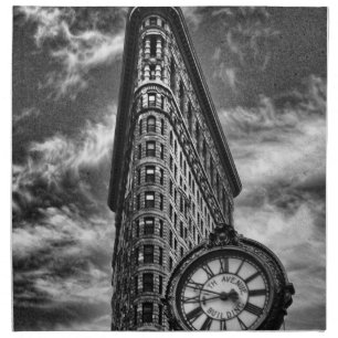 Flatiron Building and Clock in Black and White Napkin