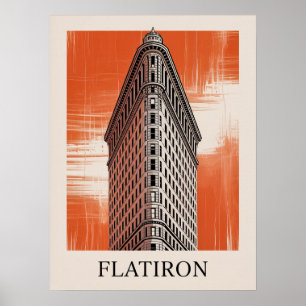 Flatiron Building Graphic Orange Poster