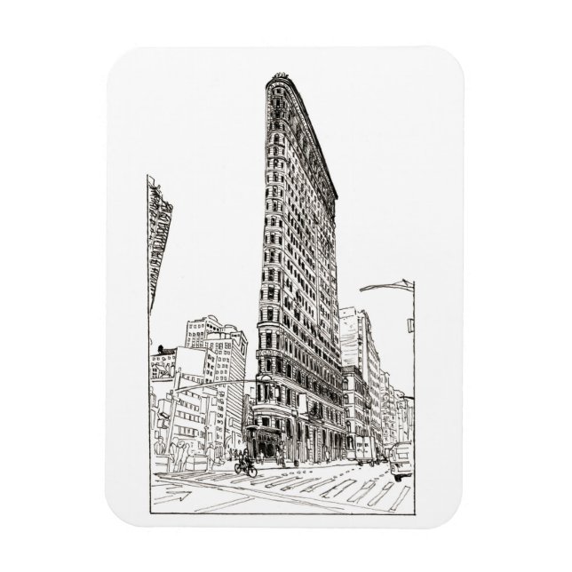Flatiron Building New York City Illustration Magnet (Vertical)