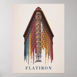 Flatiron Building paint‑drip style Poster
