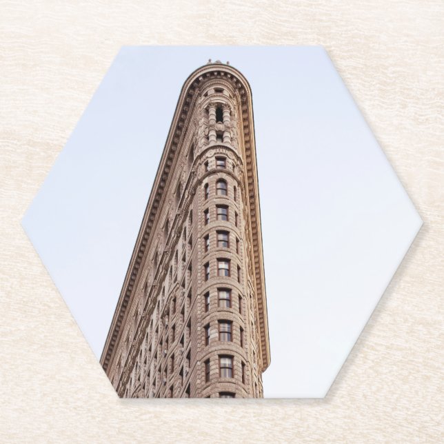 Flatiron building postcard paper coaster (Front)