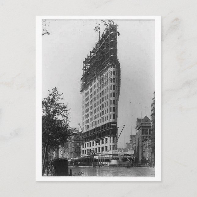 Flatiron Building Under Construction, New York Cit Postcard (Front)