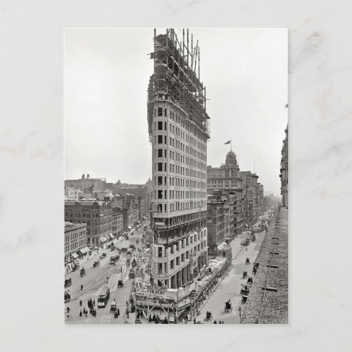 Flatiron Building Under Construction _ NYC Postcard