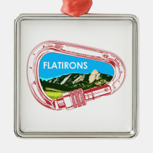 Flatirons Climbing Carabiner Metal Ornament