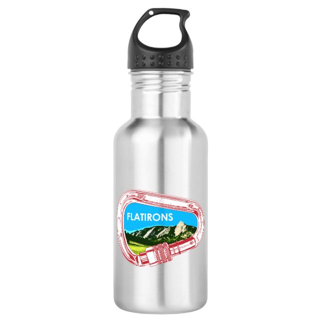 Flatirons Climbing Carabiner Stainless Steel Water Bottle (Front)