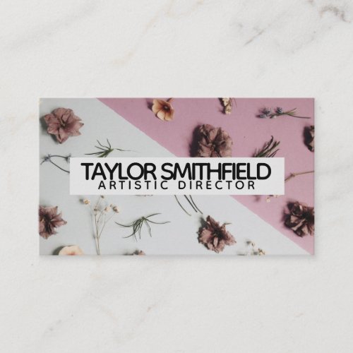 Flatlay Geometric Floral Rustic Flowers Botany Business Card