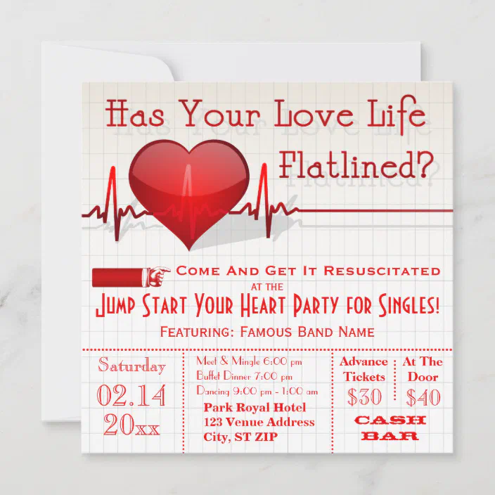 Flatlined Heart Graph Anti Valentine S Day Invite Zazzle Com