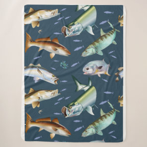 Flats slam red drum, tarpon,snook & speckled trout sherpa blanket