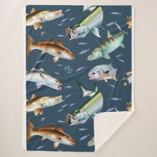 Flats slam red drum, tarpon,snook & speckled trout sherpa blanket