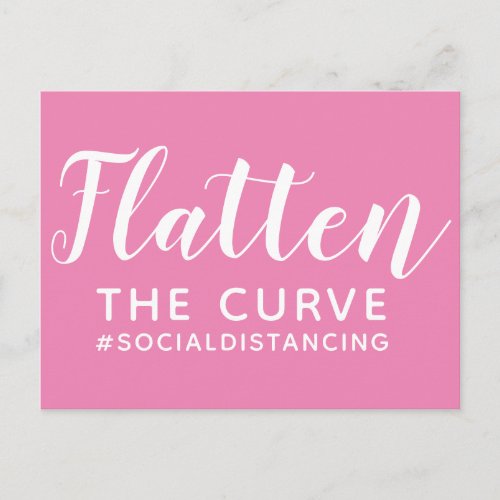 Flatten The Curve Fight Coronavirus Pandemic Pink Postcard