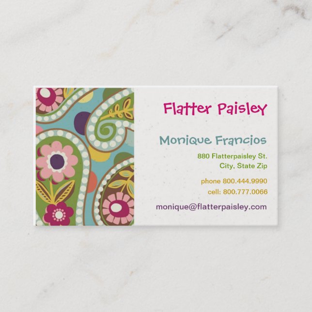 Flatter Paisley - Aqua - Business Card (Front)