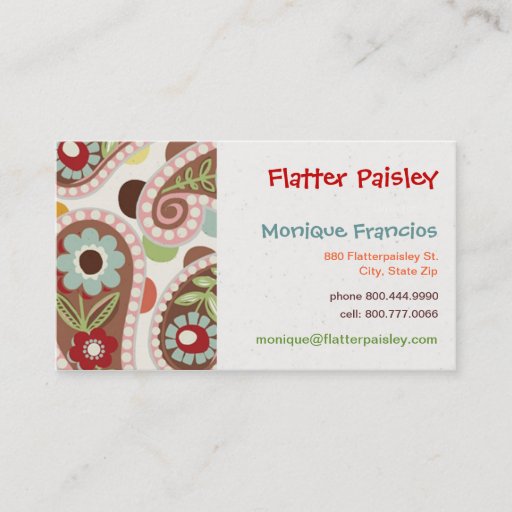 Customizable Flatter Paisley -Pink - Business Card
