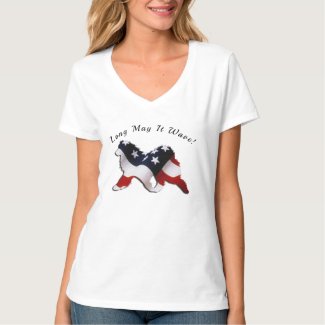 Flattering Women's T-shirt; Samoyed Flag Wave Body T-Shirt