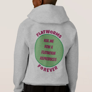 Flatworms Forever Green Pink Biology Hoodie