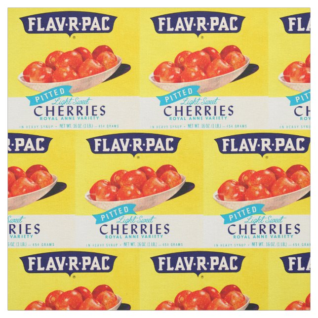 Flav-R-Pac pitted cherries ad print Fabric (Swatch)