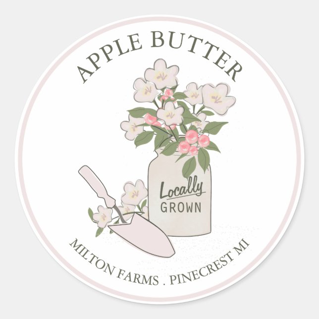 Flavored Butter Mason Jar Farm Small Business  Classic Round Sticker (Front)