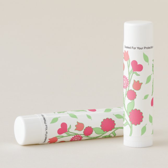 Flavored Lip Balm - Floral Hearts (Front)