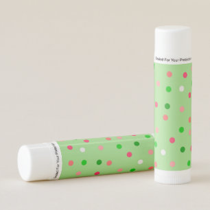 Flavored Lip Balm - Green and Pink Dots