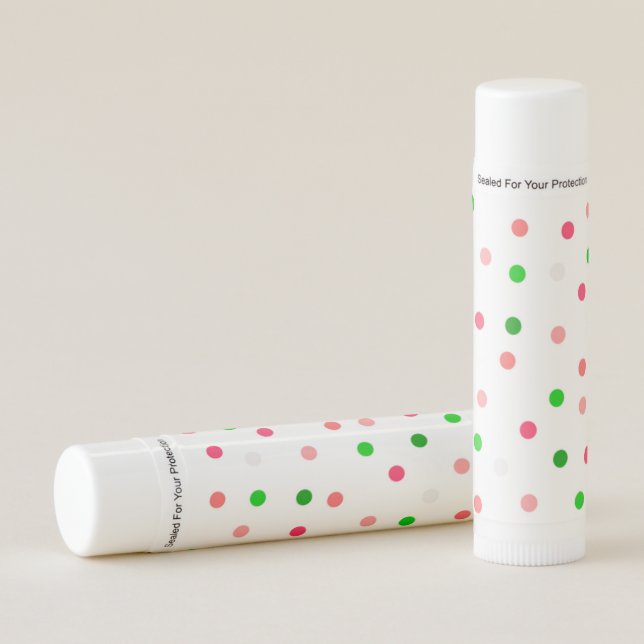 Flavored Lip Balm - Polka Dots in Pink and Green (Front)