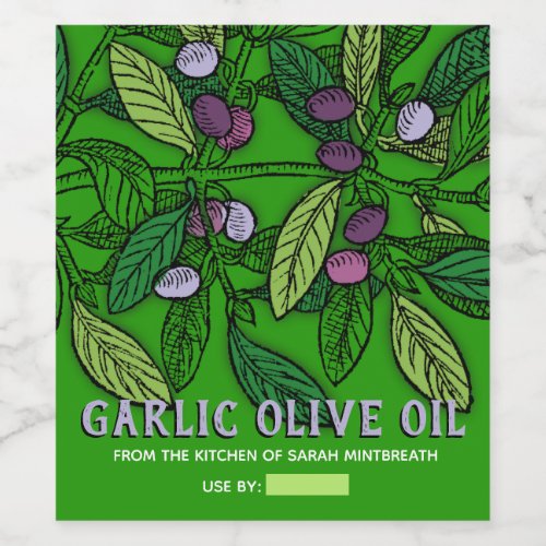 Flavored olive oil personalized home canning wine label