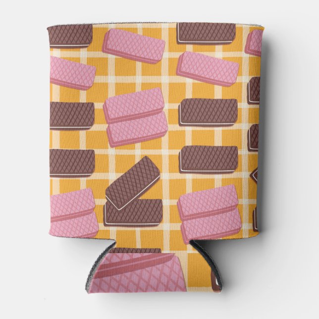 Flavored Wafers Seamless Background Can Cooler (Front)