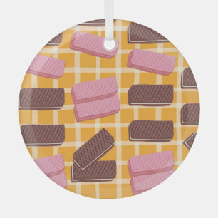 Flavored Wafers Seamless Background Glass Ornament