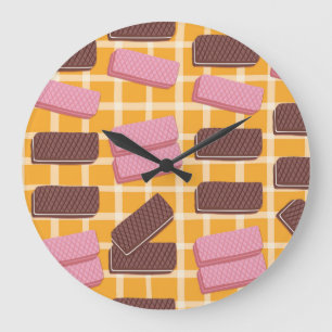 Flavored Wafers Seamless Background Large Clock