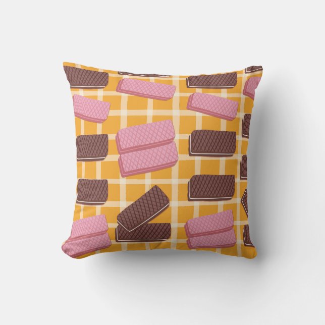 Flavored Wafers Seamless Background Throw Pillow (Front)