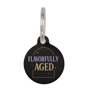 Flavorfully Aged Pink & Gold Luxury Typography Pet ID Tag