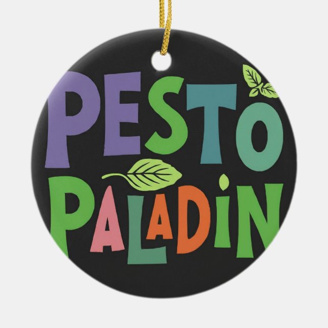 Flavors of Adventure: Pesto Paladin Ceramic Ornament (Front)