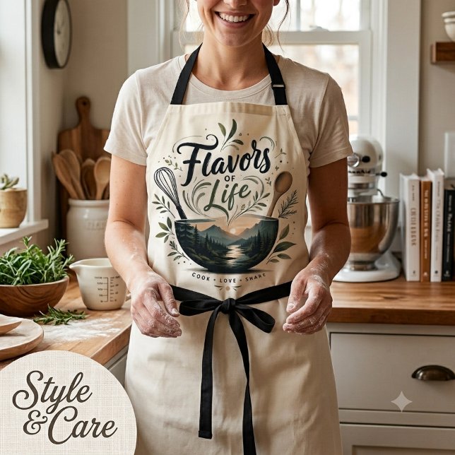 Flavors of Life Cooking Quote Kitchen Apron Design (Flavors of Life Cooking Quote Kitchen Apron Design)