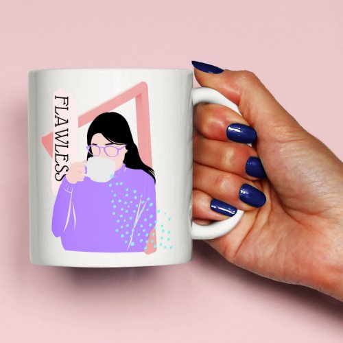 Flawless Female empowering quote Colorful modern Two_Tone Coffee Mug