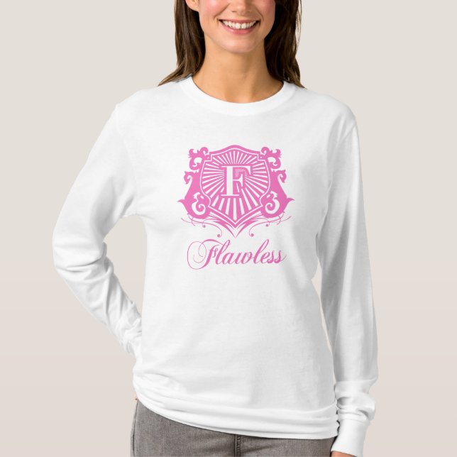 FLAWLESS LADIES PINK AND WHITE HOODIE T-Shirt (Front)