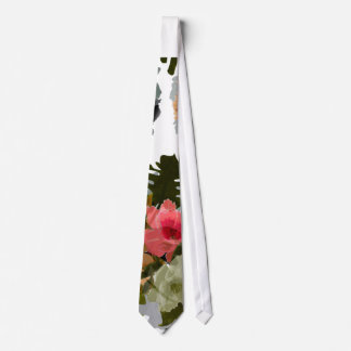 Flawless Pink Red Yellow Hibiscus flower Neck Tie