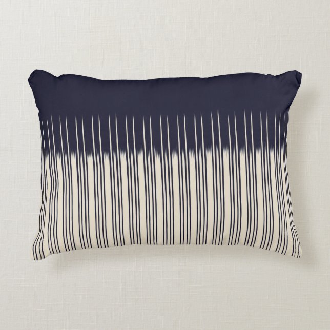 Flax/Deep Blue Stylish Stripe Pattern Decorative Pillow (Front)