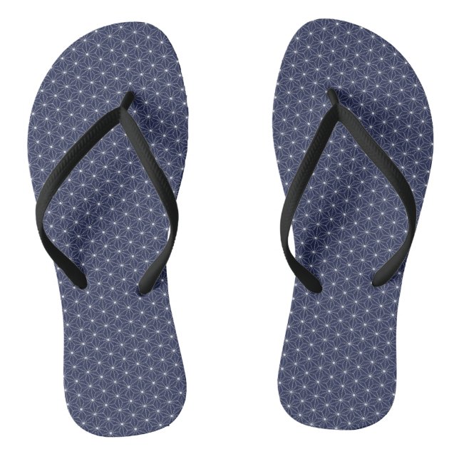 Flax-leaf dashes-line pattern traditional japanese flip flops (Footbed)