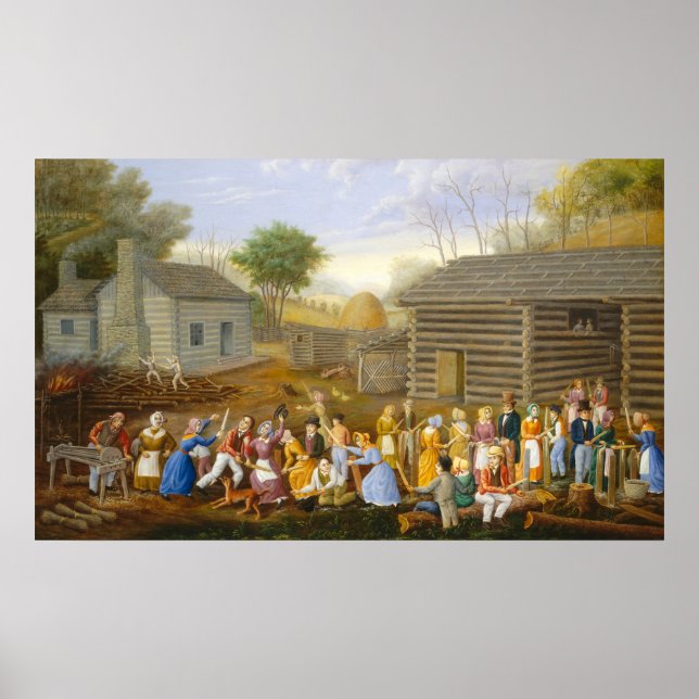 Flax Scutching Bee - Linton Park Fine Art Poster (Front)