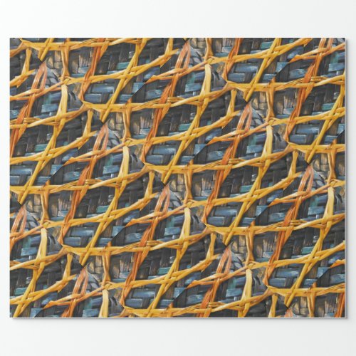 Flax Weave Basket From Aotearoa New Zealand Blue Wrapping Paper