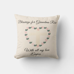Fldoral Heart Blessing for a Beloved Grandma Throw Pillow