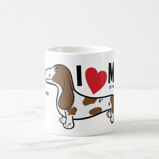 FLDR "I Love My" Smooth Piebald Dachshund Mug. Coffee Mug (Center)