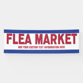 Flea Market Sign Red And Blue With Custom Text by Sideview at Zazzle