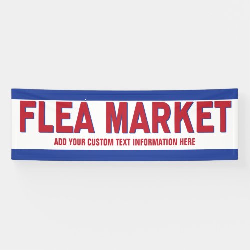 Flea Market sign red and blue with custom text