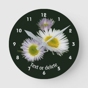 Fleabane Daisy Wildflowers Personalized Round Clock